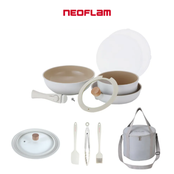 【超值組合】NEOFLAM - (含Midas Plus陶瓷鍋具8件組+烘焙三件組+通用鍋蓋+專屬提背袋)